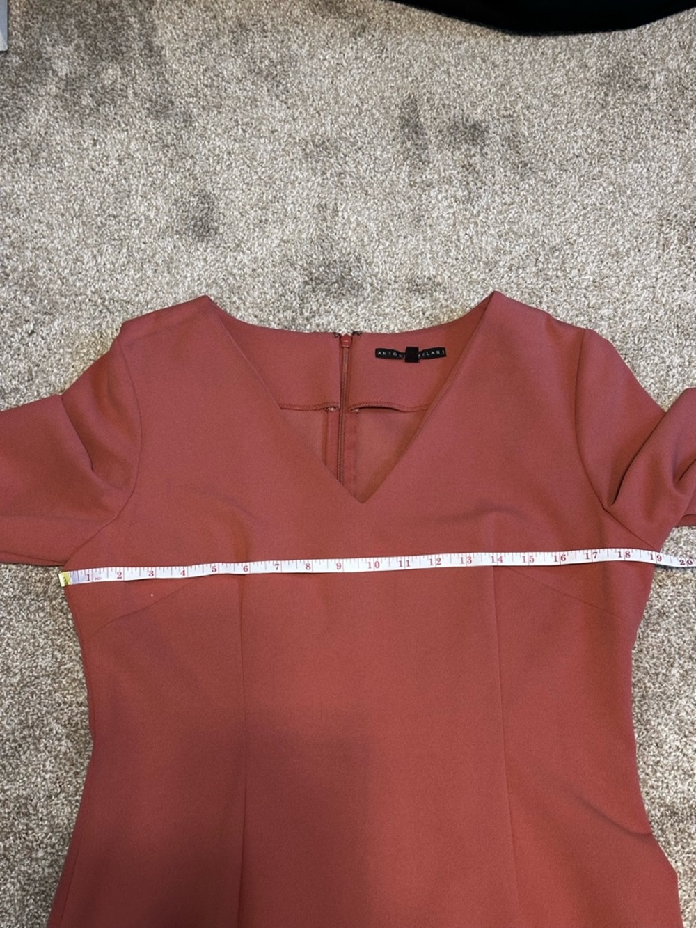 ANTONIO MELANI Rosewood V-Neck Knee Length Sheath Dress Size 12 - Picture 6 of 9